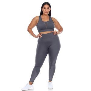 Plus Size Charcoal Sports Bra & Leggings Set Multisize WM 18580